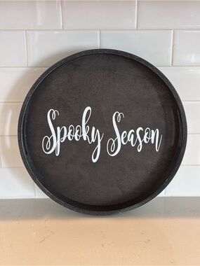 Round Black 'Spooky Season' Decorative Tray